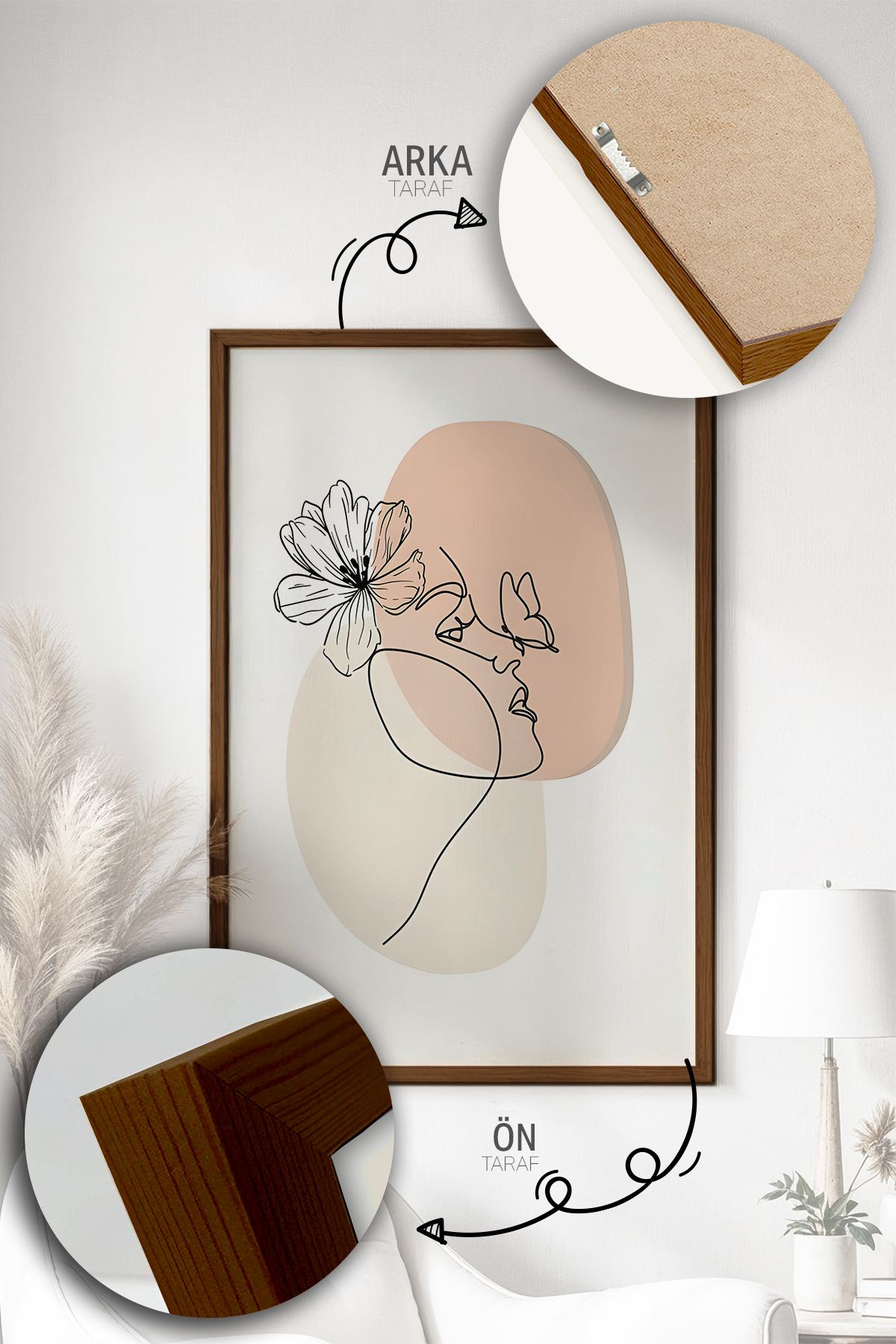 Quadro Decorativo Emoldurado Multicolor em Madeira Maciça - 3 Peças 33x48cm