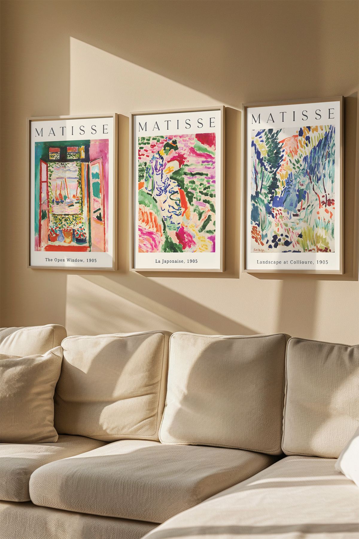 Quadro Decorativo Emoldurado em Madeira Maciça - Arte Digital Multicolor 3 Peças 33x48cm