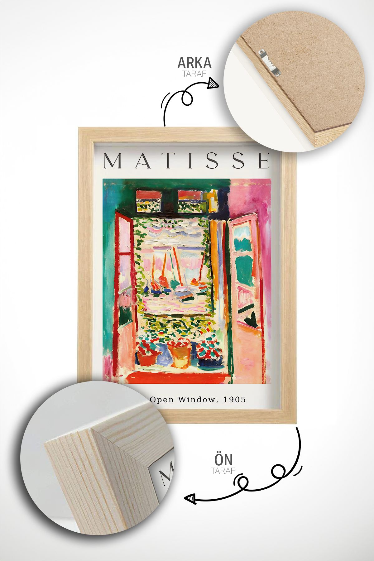 Quadro Decorativo Emoldurado em Madeira Maciça - Arte Digital Multicolor 3 Peças 33x48cm