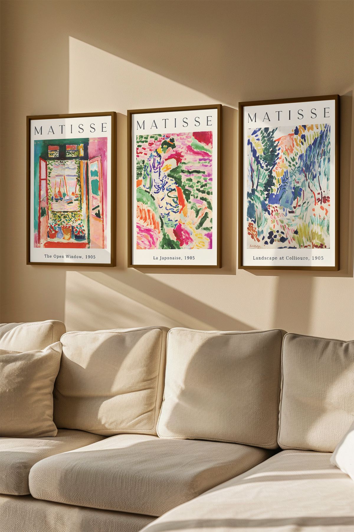 Quadro Decorativo Emoldurado Multicolor em Madeira Maciça - 3 Peças 33x48cm