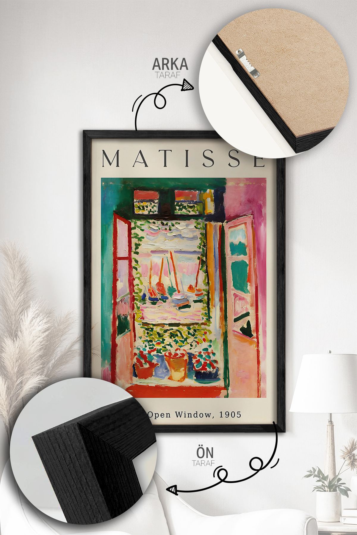 Quadro Decorativo Emoldurado Multicolor 3 Peças - Madeira Maciça 33x48cm Arte Moderna para Parede