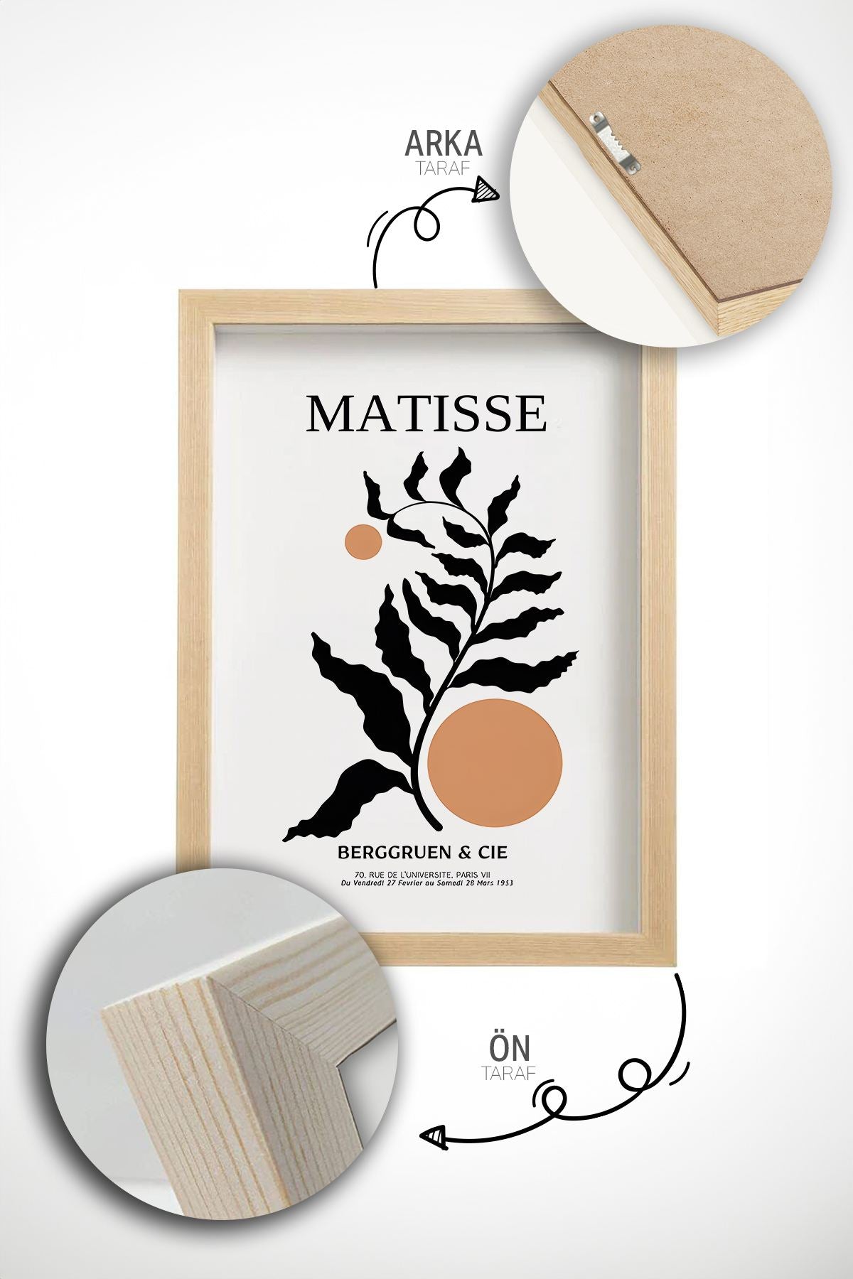 Quadro Decorativo Emoldurado Multicolor em Madeira Maciça - 3 Peças 33x48cm