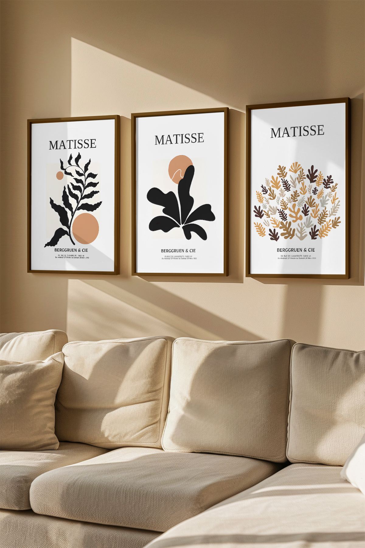 Quadro Decorativo Emoldurado Multicolor em Madeira Maciça - 3 Peças 33x48cm