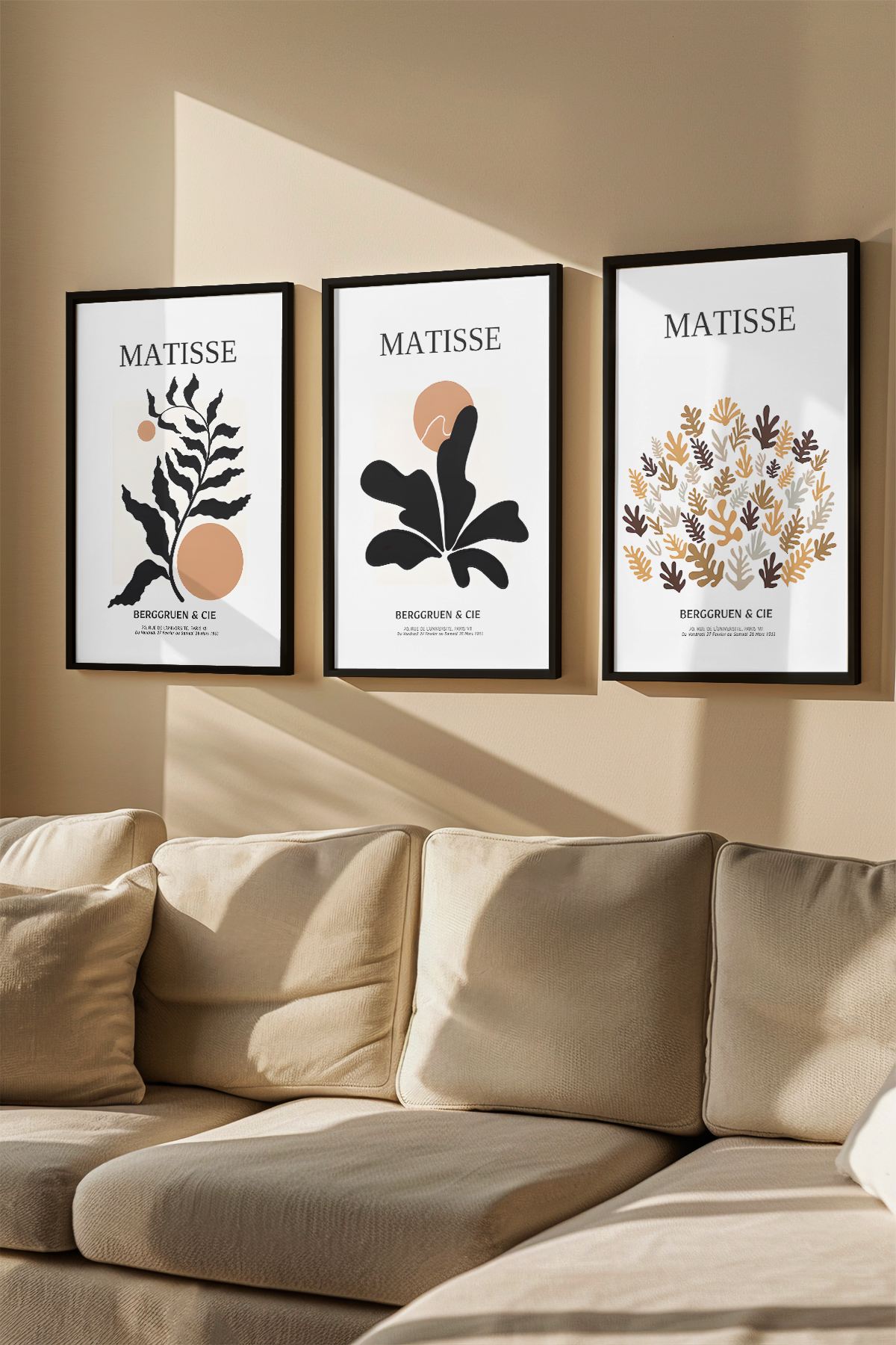 Quadro Decorativo Emoldurado Multicolor 3 Peças - Madeira Maciça 33x48cm