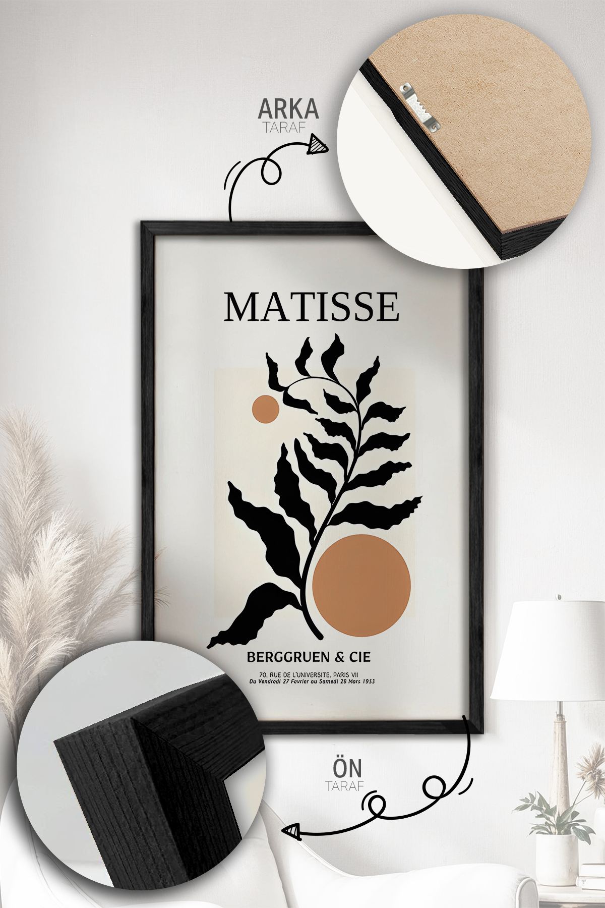 Quadro Decorativo Emoldurado Multicolor 3 Peças - Madeira Maciça 33x48cm