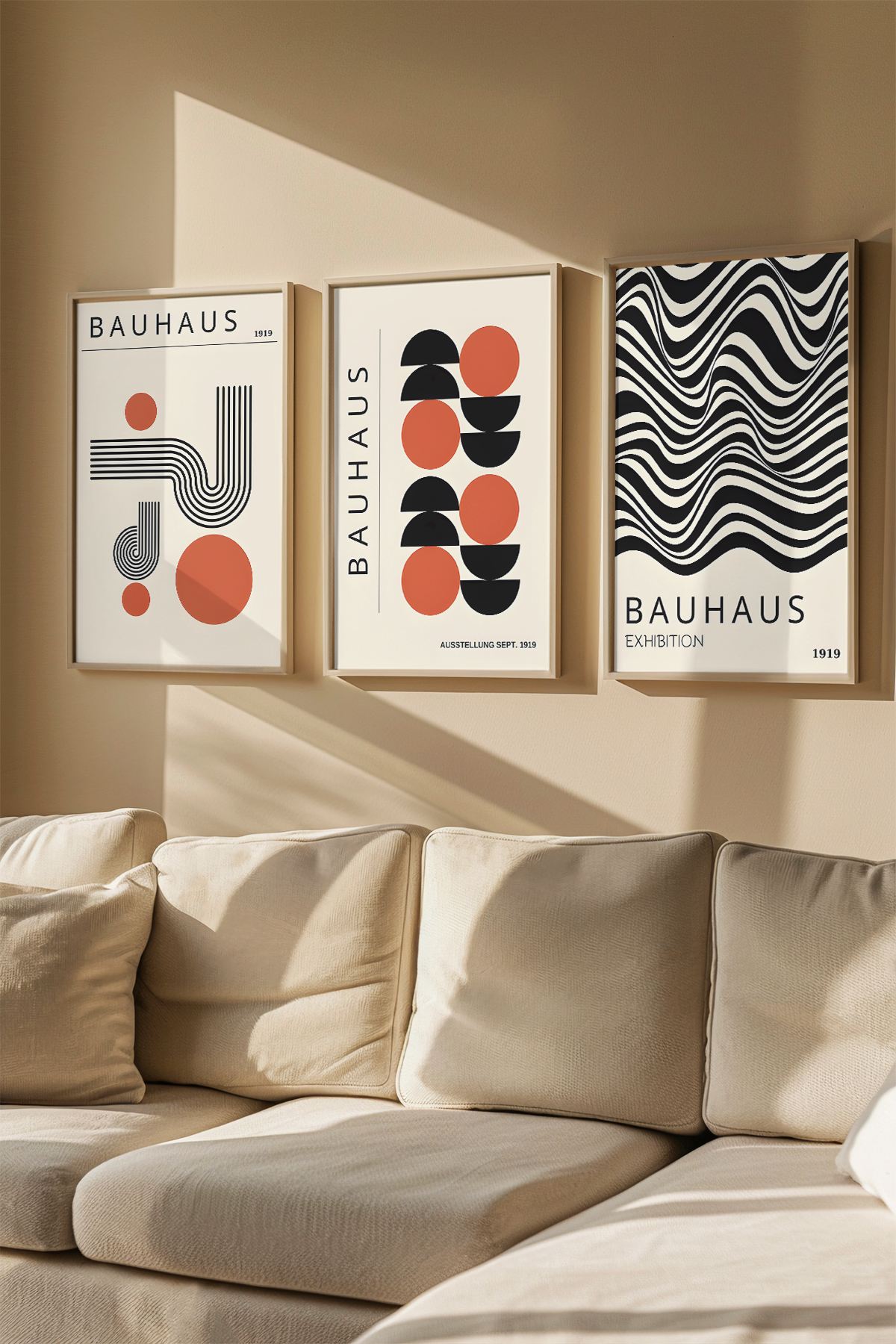 Quadro Decorativo Emoldurado Multicolor em Madeira Maciça - 3 Peças 33x48cm