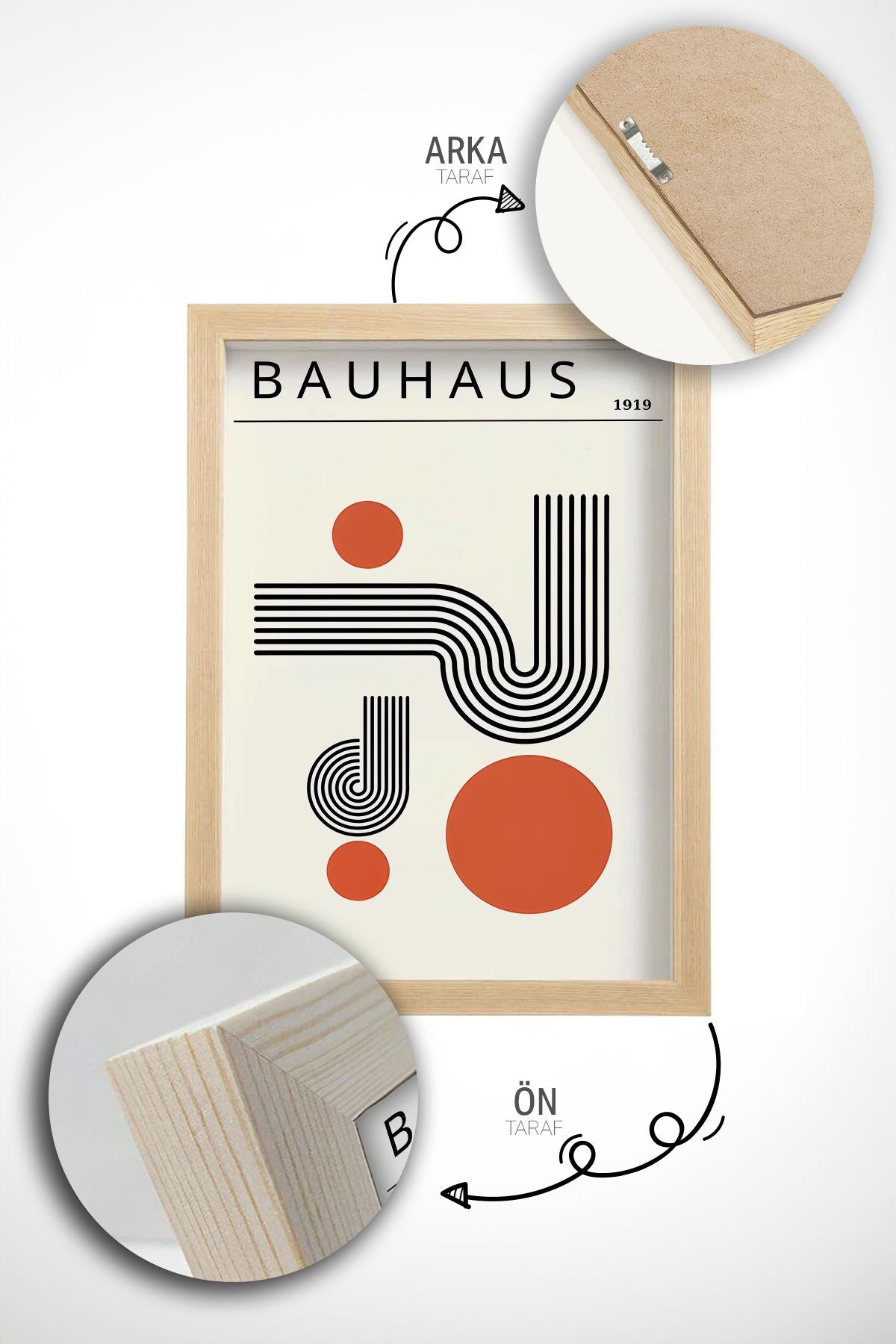 Quadro Decorativo Emoldurado Multicolor em Madeira Maciça - 3 Peças 33x48cm