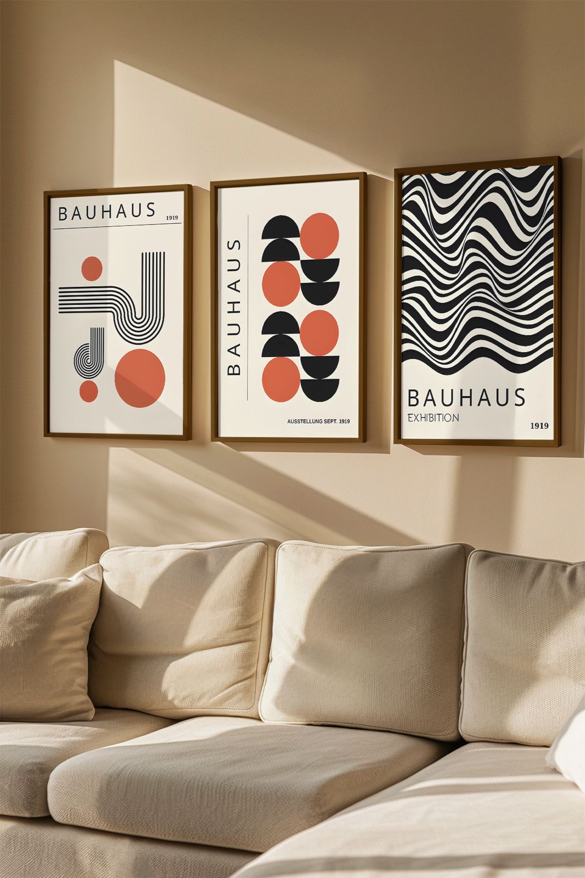 Quadro Decorativo Emoldurado Multicolor em Madeira Maciça - 3 Peças 33x48cm