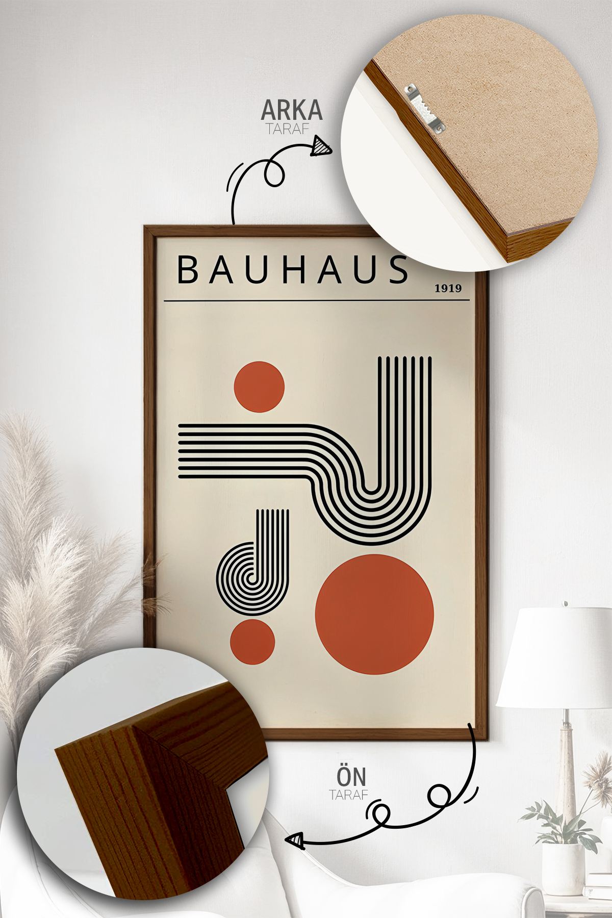 Quadro Decorativo Emoldurado Multicolor em Madeira Maciça - 3 Peças 33x48cm