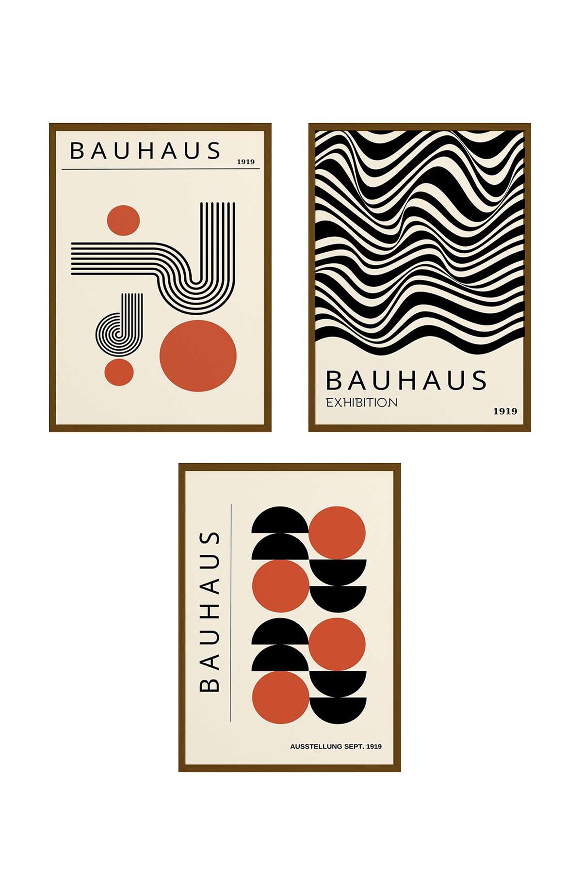 Quadro Decorativo Emoldurado Multicolor em Madeira Maciça - 3 Peças 33x48cm