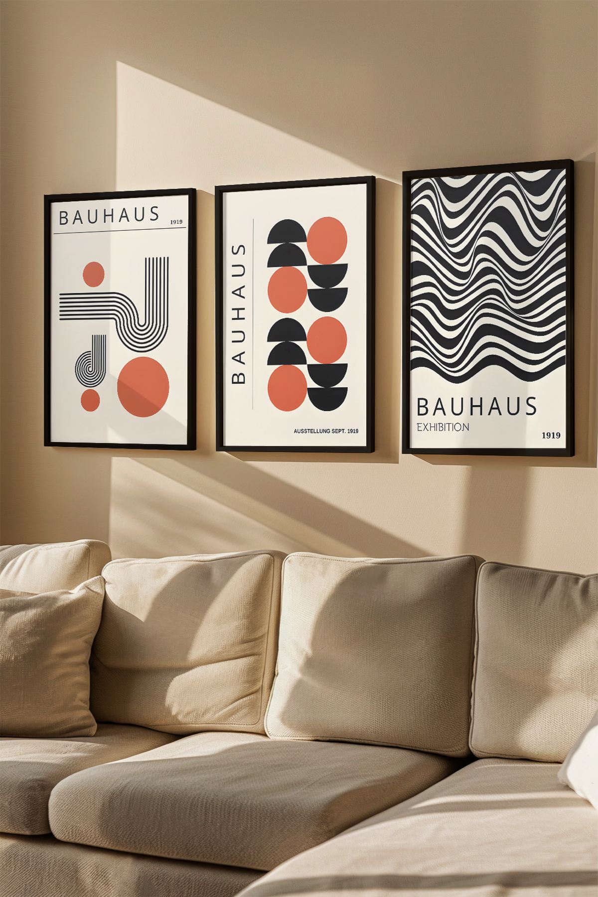 Quadro Decorativo Emoldurado Multicolor 3 Peças - Madeira Maciça 33x48cm