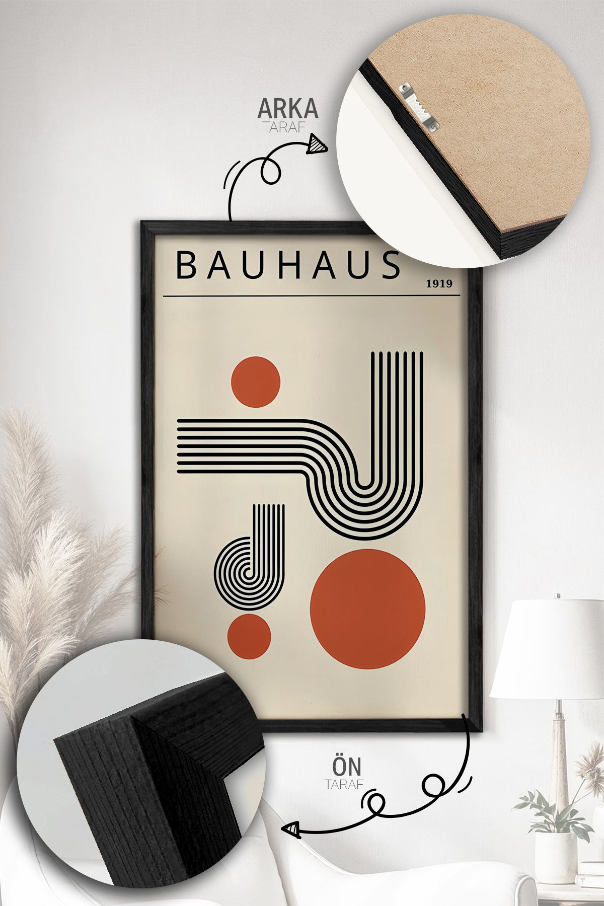 Quadro Decorativo Emoldurado Multicolor 3 Peças - Madeira Maciça 33x48cm