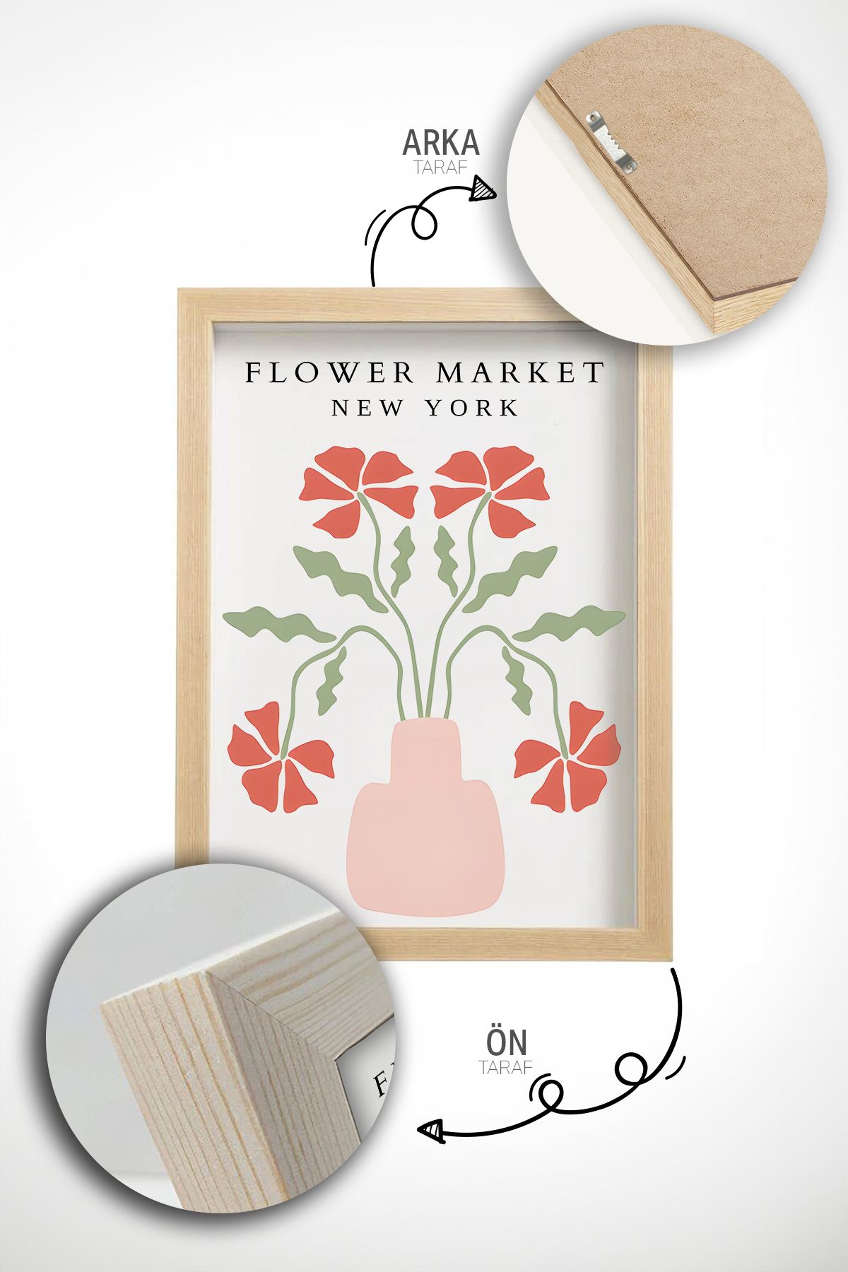 Quadro Decorativo Emoldurado Multicolor em Madeira Maciça - 3 Peças 33x48cm