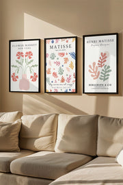 Quadro Decorativo Emoldurado Multicolor 3 Peças - Madeira Maciça 33x48cm