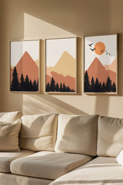 Quadro Decorativo Emoldurado Multicolor em Madeira Maciça - 3 Peças 33x48cm