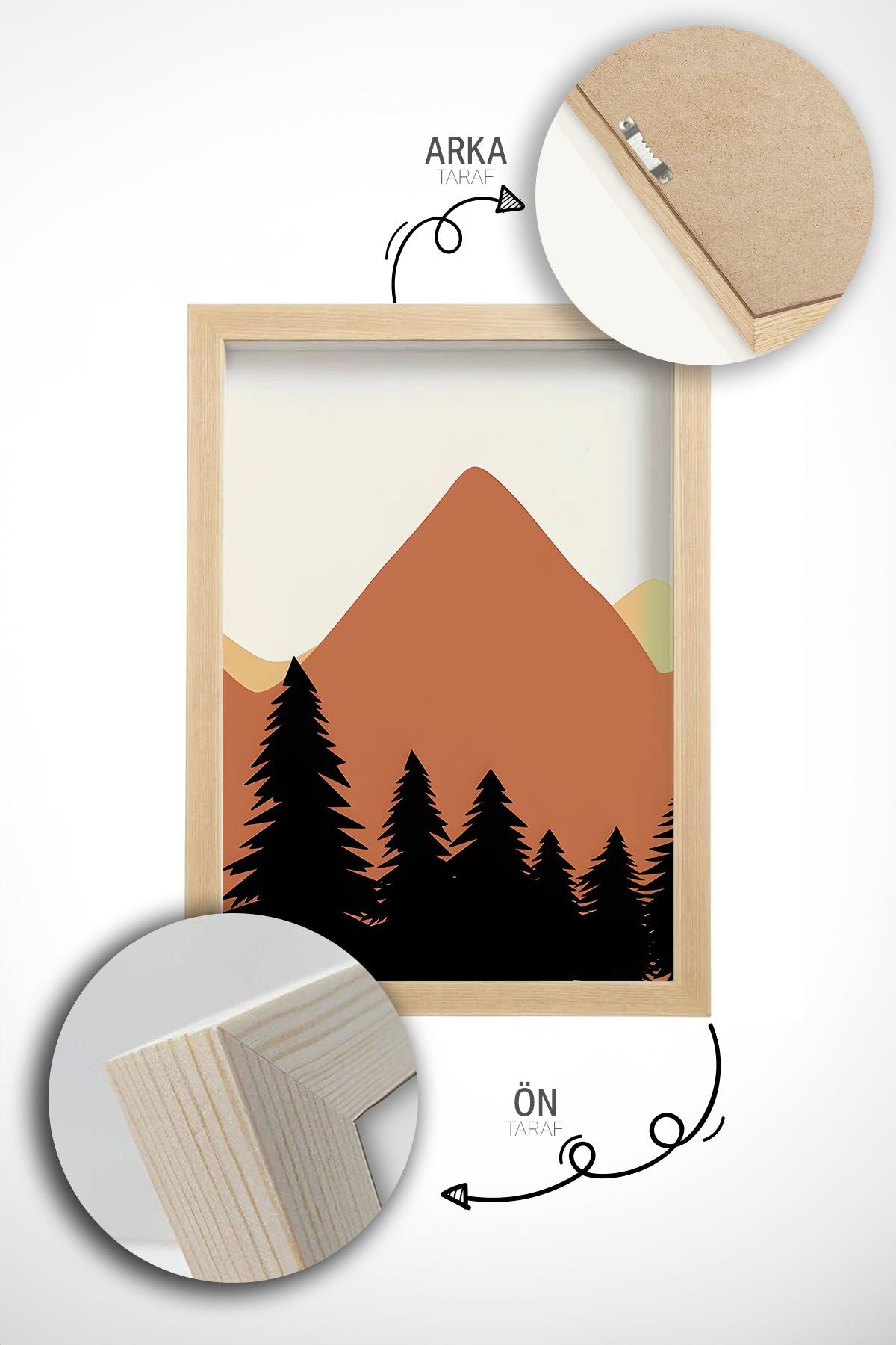 Quadro Decorativo Emoldurado Multicolor em Madeira Maciça - 3 Peças 33x48cm