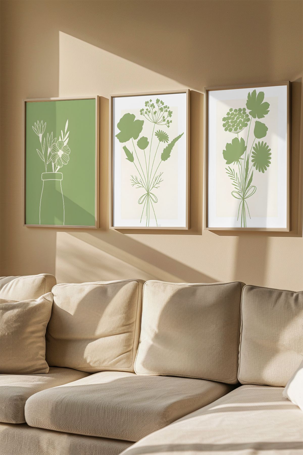 Quadro Decorativo Emoldurado Multicolor em Madeira Maciça - 3 Peças 33x48cm