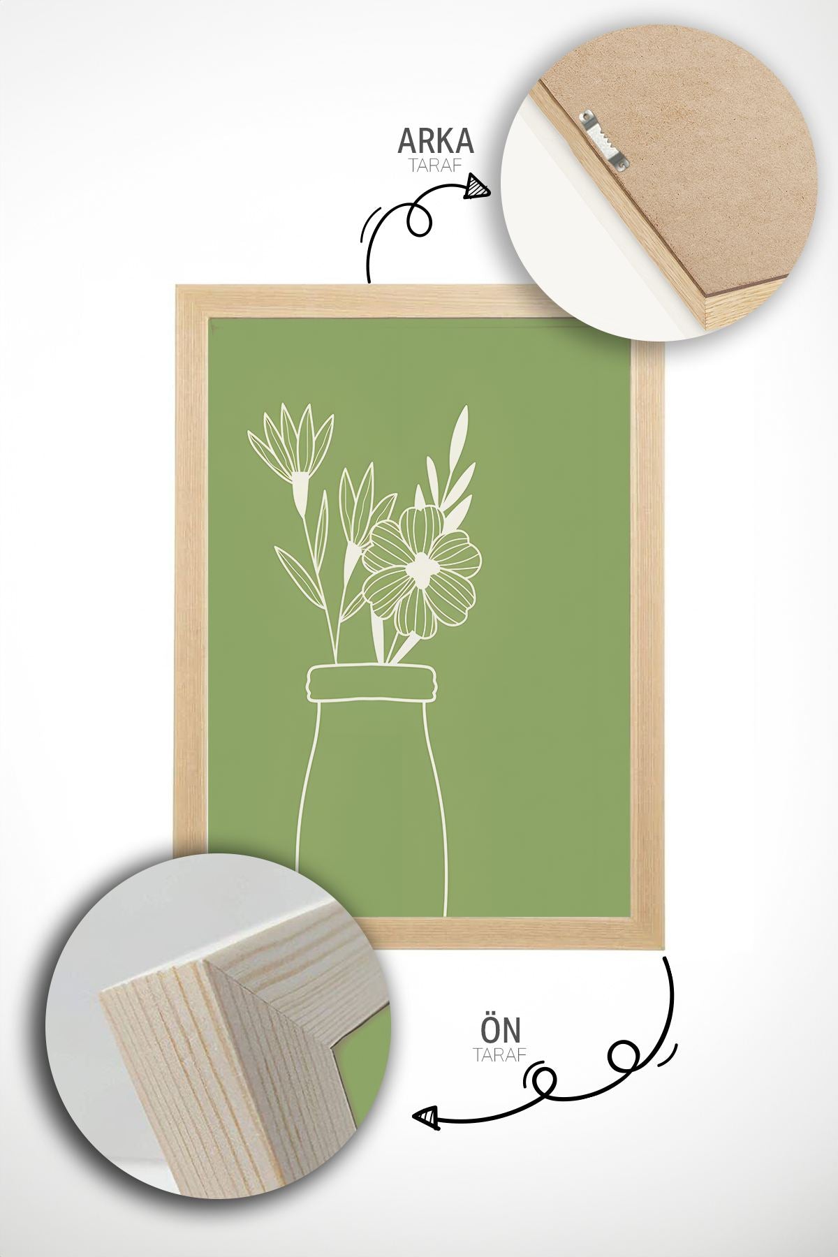 Quadro Decorativo Emoldurado Multicolor em Madeira Maciça - 3 Peças 33x48cm