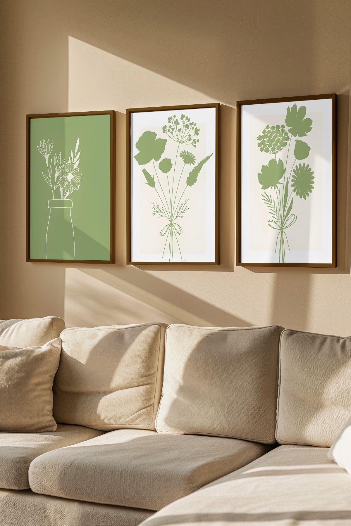 Quadro Decorativo Emoldurado Multicolor 3 Peças - Madeira Maciça 33x48cm - Arte Moderna para Parede