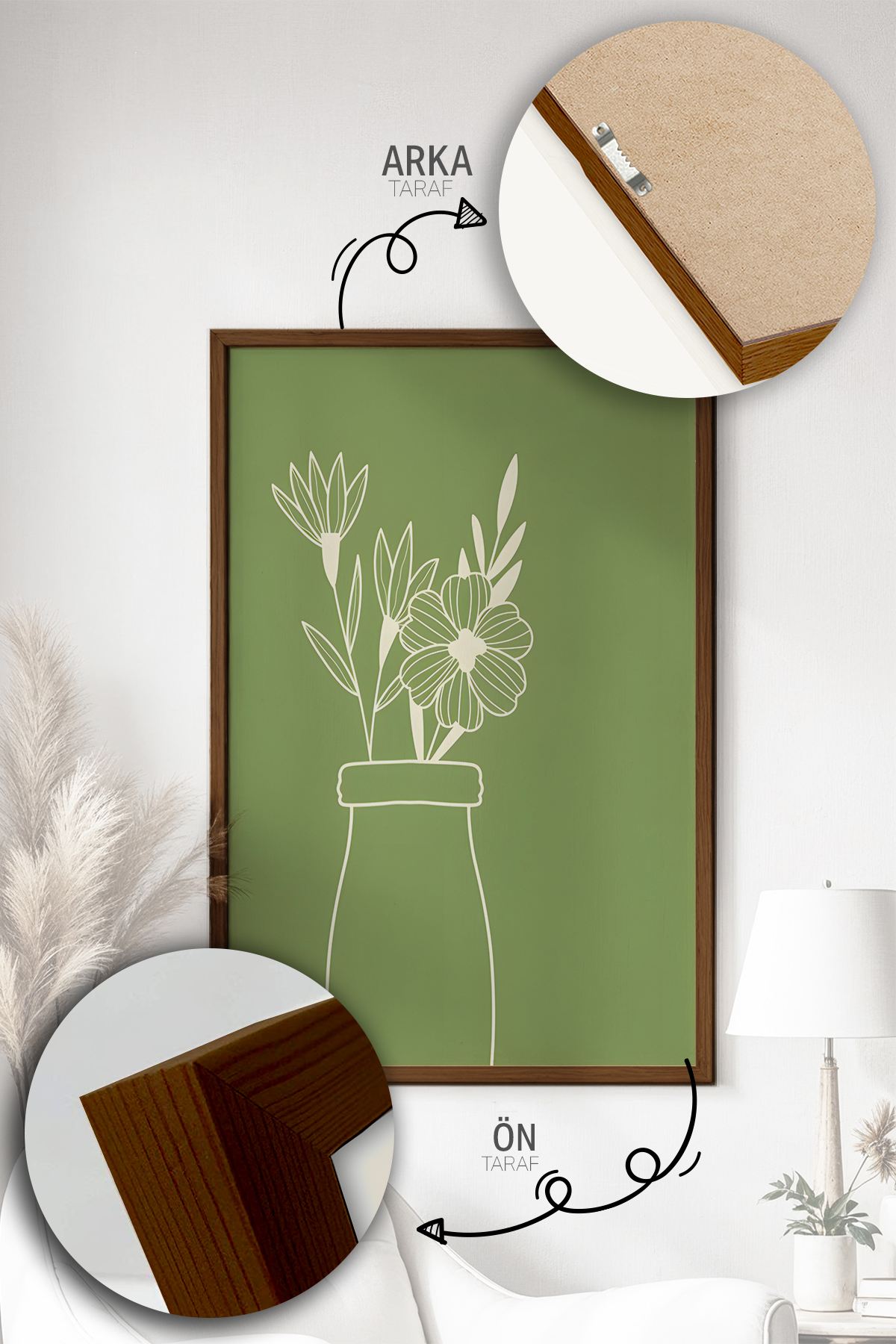 Quadro Decorativo Emoldurado Multicolor 3 Peças - Madeira Maciça 33x48cm - Arte Moderna para Parede