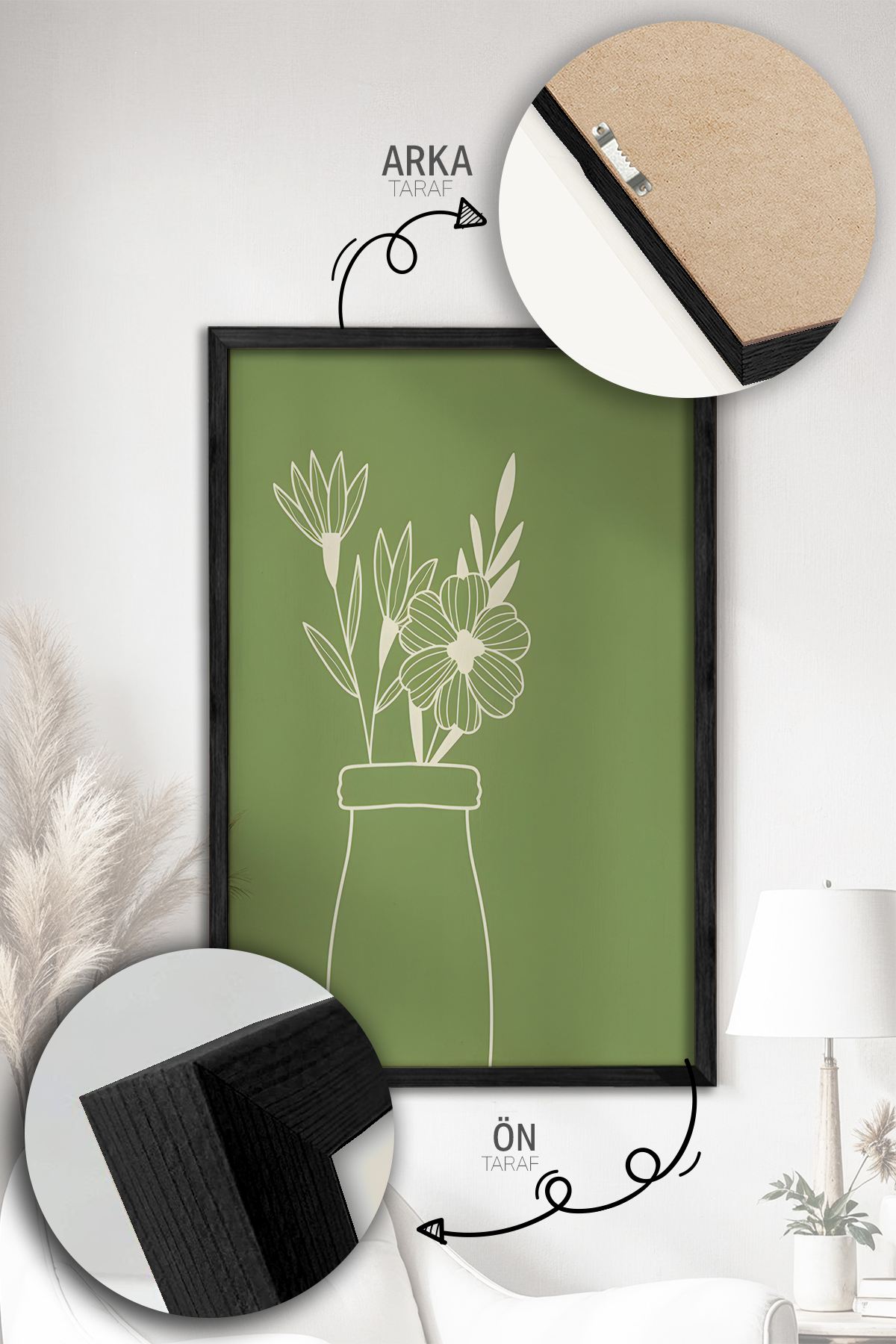 Quadro Decorativo Emoldurado Multicolor 3 Peças - Madeira Maciça 33x48cm