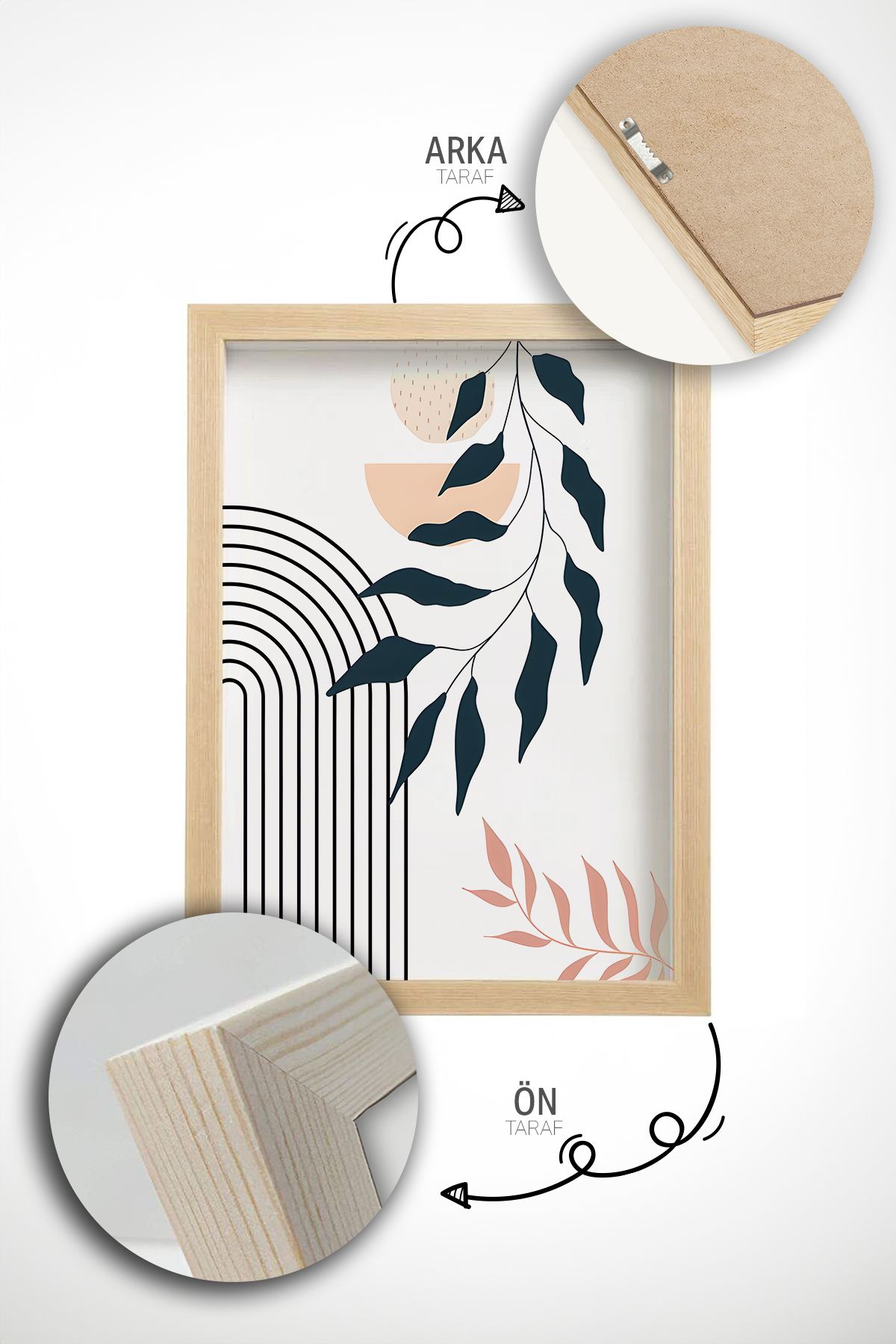 Quadro Decorativo Emoldurado Multicolor em Madeira Maciça - 3 Peças 33x48cm