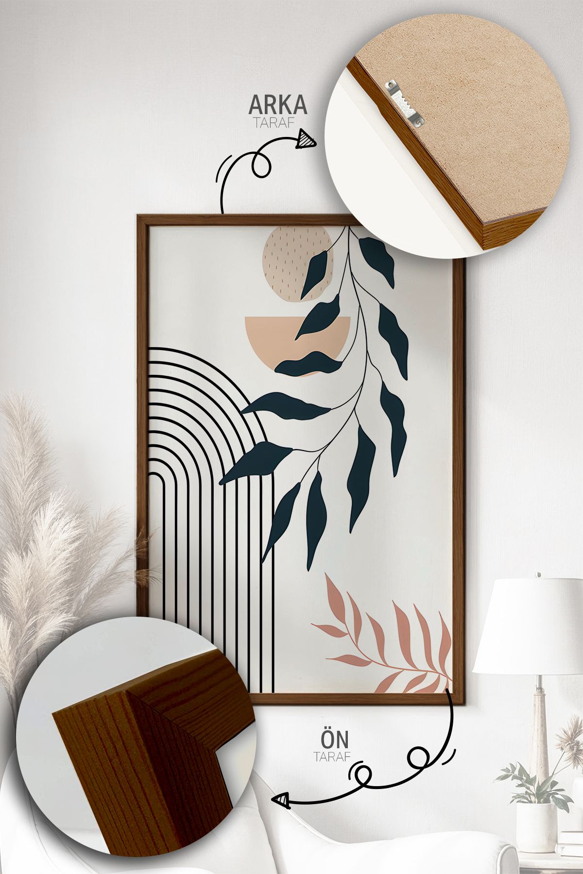 Quadro Decorativo Emoldurado Multicolor 3 Peças - Madeira Maciça 33x48cm - Arte Moderna para Parede