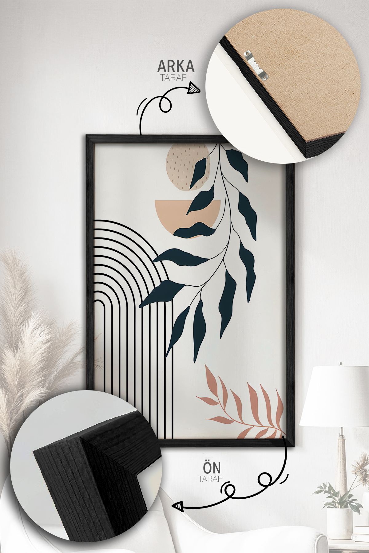 Quadro Decorativo Emoldurado Multicolor 3 Peças - Madeira Maciça 33x48cm