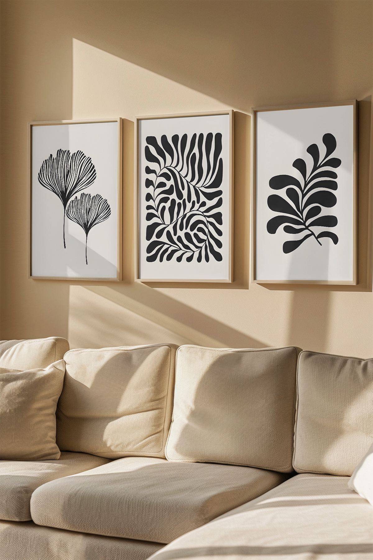 Quadro Decorativo Emoldurado Multicolor em Madeira Maciça - 3 Peças 33x48cm