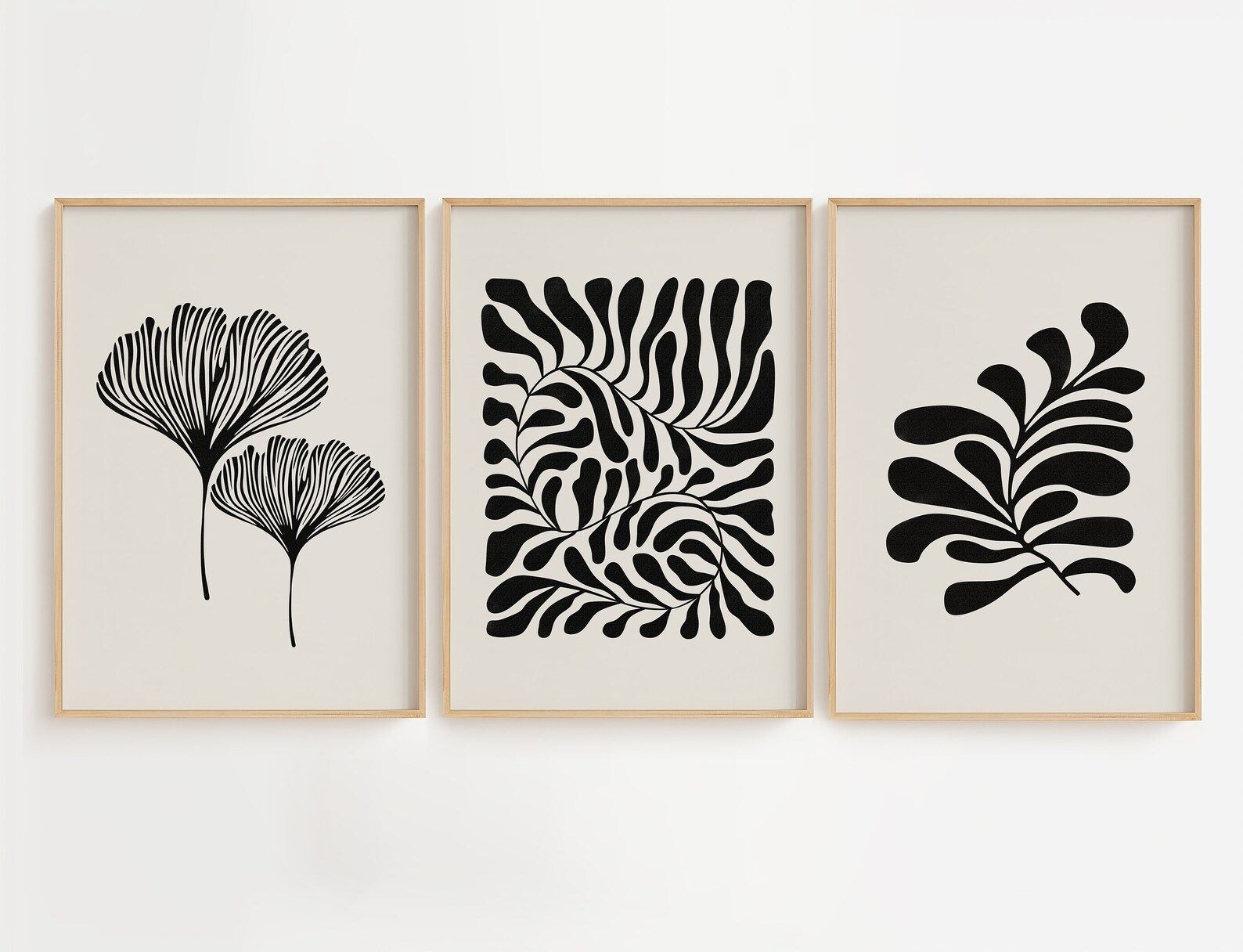 Quadro Decorativo Emoldurado Multicolor em Madeira Maciça - 3 Peças 33x48cm