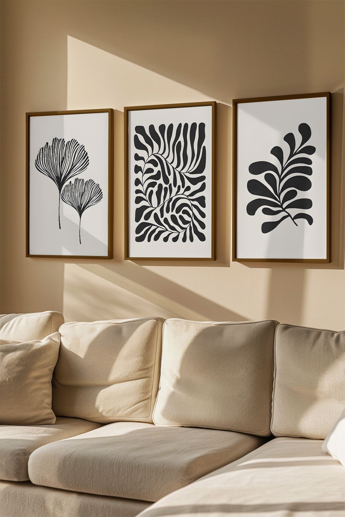 Quadro Decorativo Emoldurado Multicolor em Madeira Maciça - 3 Peças 33x48cm