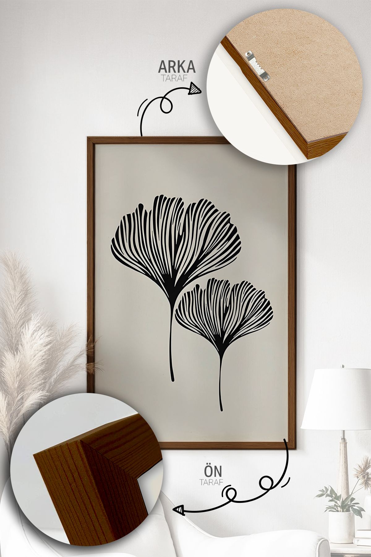 Quadro Decorativo Emoldurado Multicolor em Madeira Maciça - 3 Peças 33x48cm