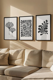 Conjunto de 3 Quadros Decorativos Multicolor com Moldura de Madeira Maciça - 33x48cm