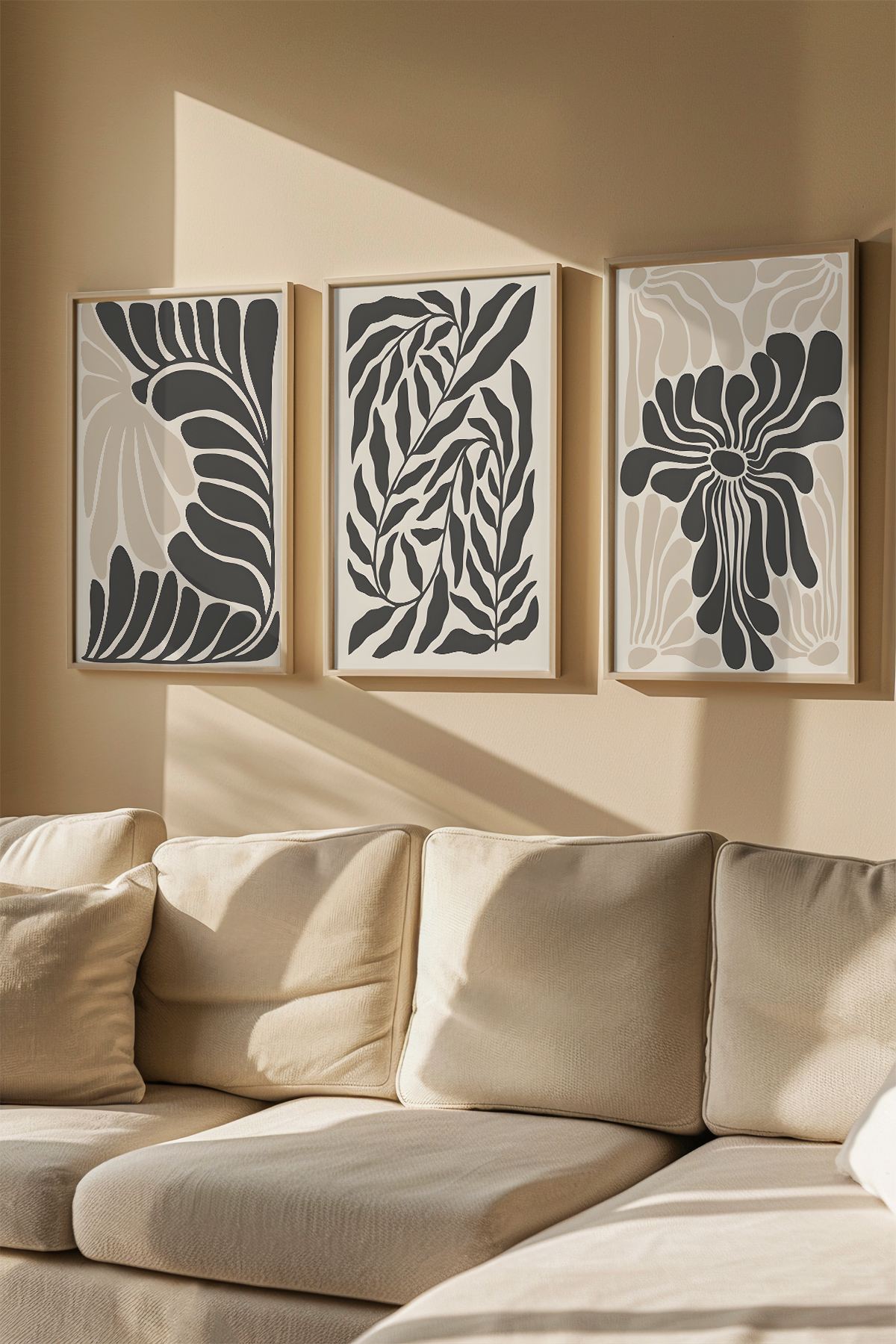 Quadro Decorativo Emoldurado Multicolor em Madeira Maciça - 3 Peças 33x48cm