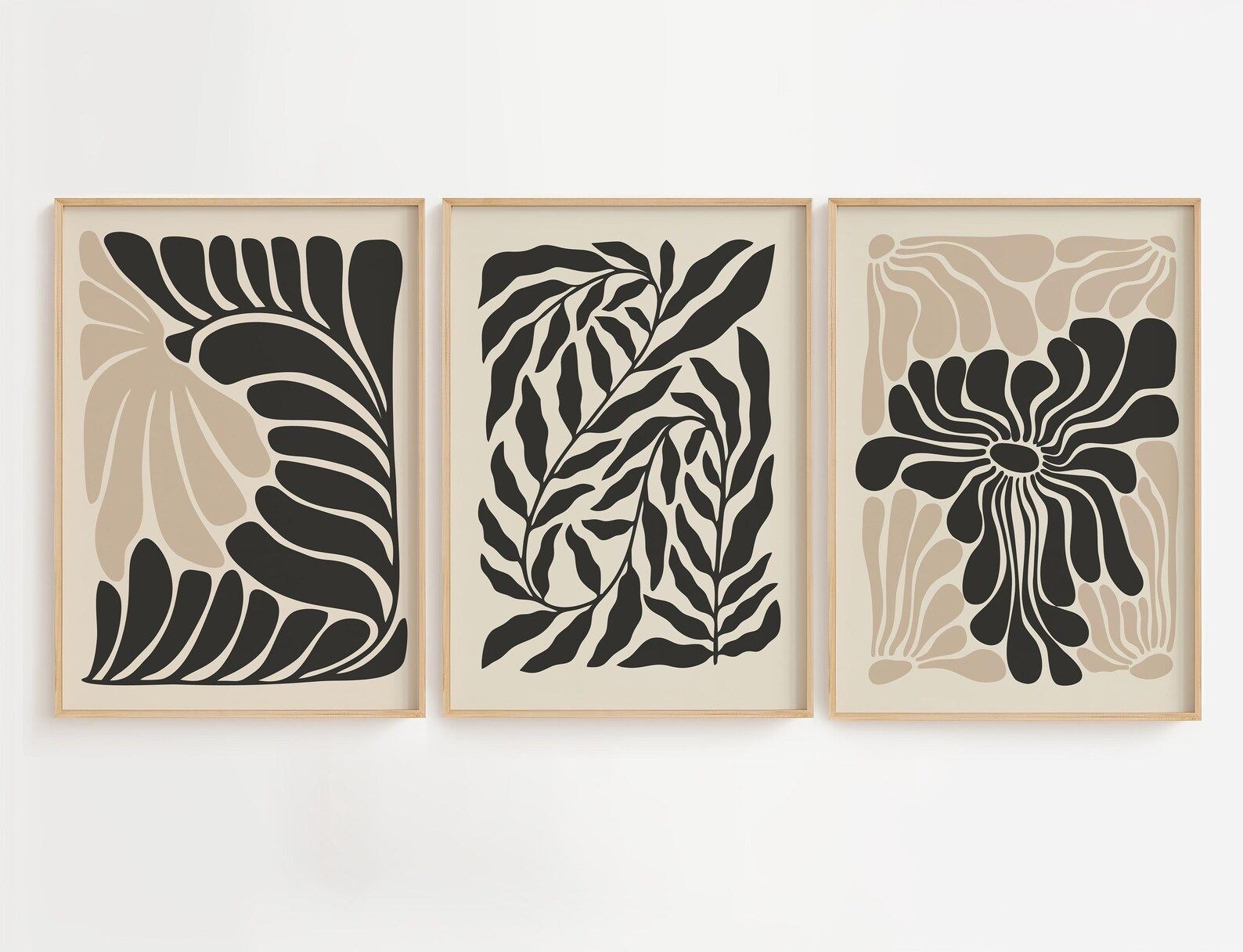 Quadro Decorativo Emoldurado Multicolor em Madeira Maciça - 3 Peças 33x48cm