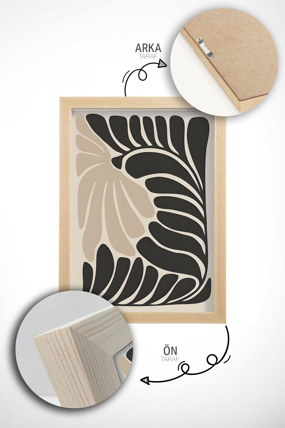 Quadro Decorativo Emoldurado Multicolor em Madeira Maciça - 3 Peças 33x48cm