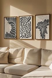 Quadro Decorativo Emoldurado Multicolor em Madeira Maciça - 3 Peças 33x48cm