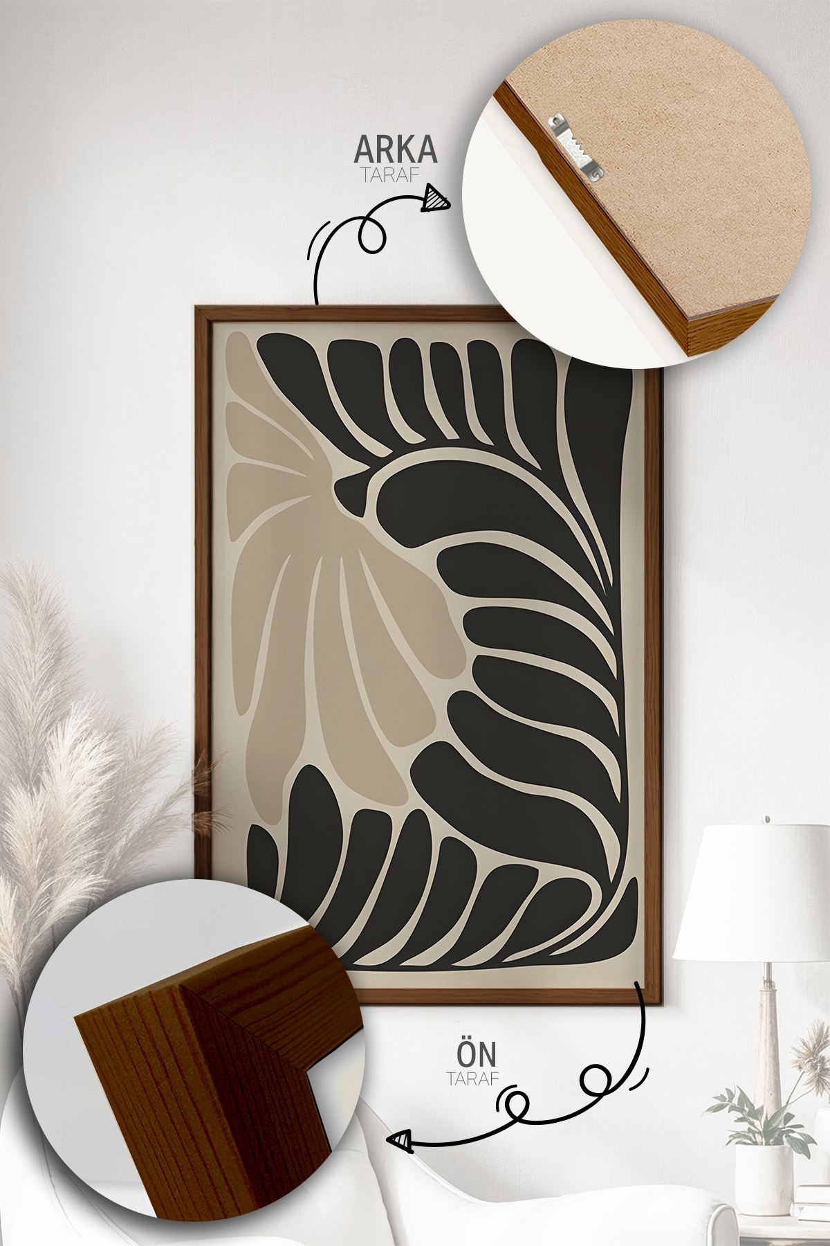 Quadro Decorativo Emoldurado Multicolor em Madeira Maciça - 3 Peças 33x48cm