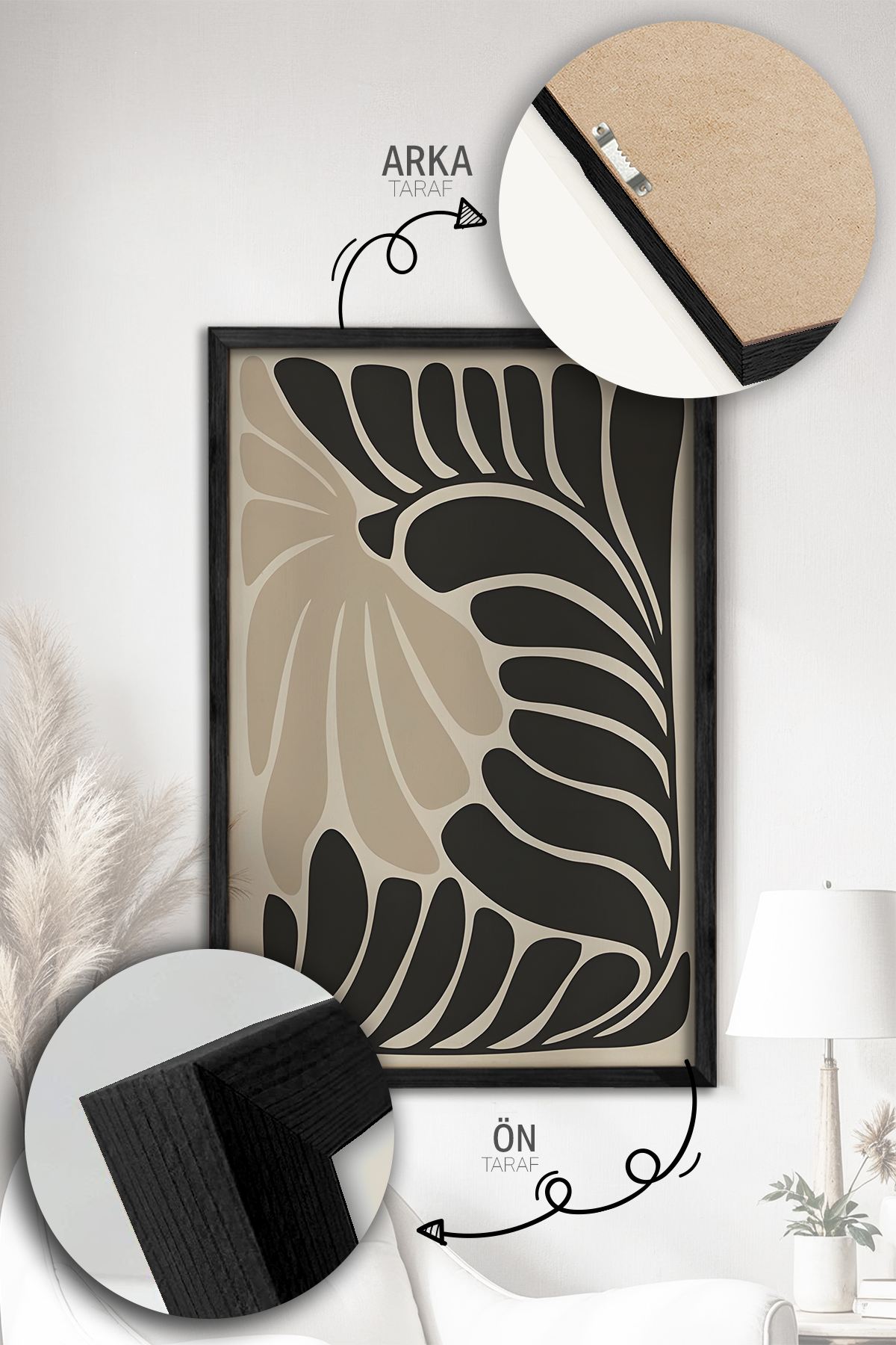 Quadro Decorativo Emoldurado Multicolor 3 Peças - Madeira Maciça 33x48cm Arte Moderna para Parede