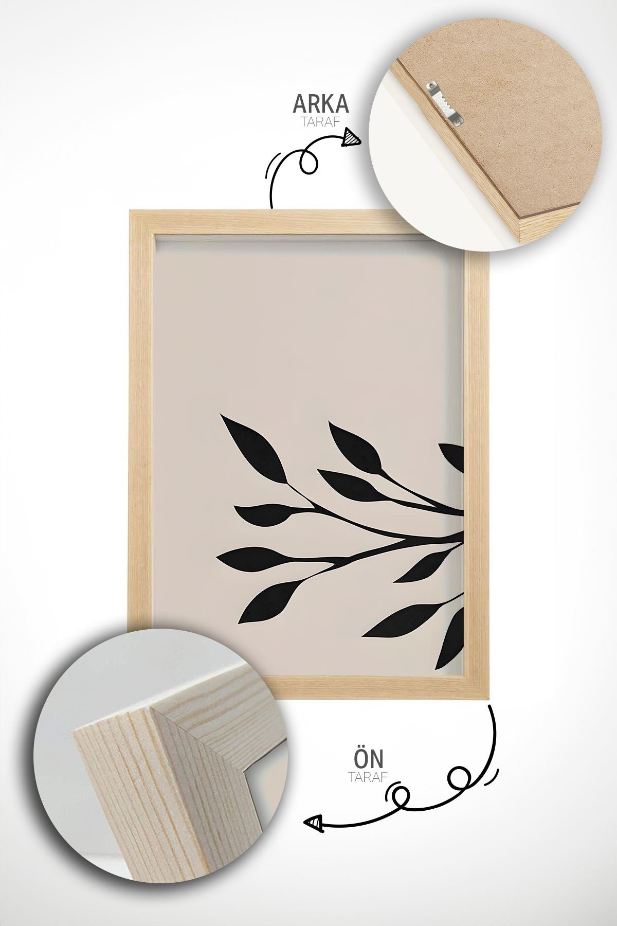 Quadro Decorativo Emoldurado Multicolor em Madeira Maciça - 3 Peças 33x48cm