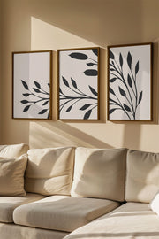 Quadro Decorativo Emoldurado Multicolor 3 Peças - Madeira Maciça 33x48cm - Arte Moderna para Parede