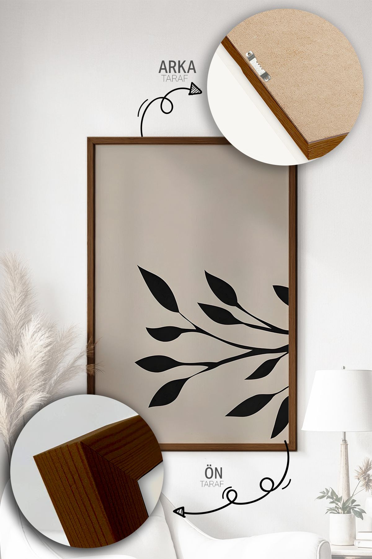 Quadro Decorativo Emoldurado Multicolor 3 Peças - Madeira Maciça 33x48cm - Arte Moderna para Parede