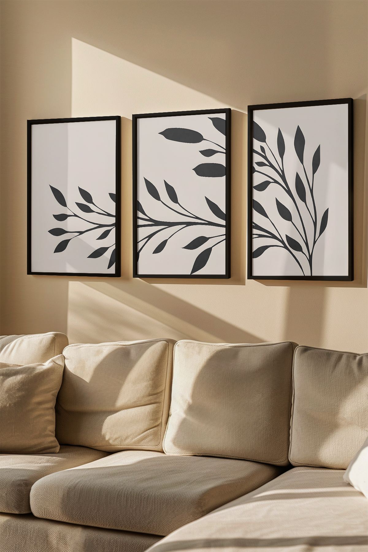 Quadro Decorativo Emoldurado Multicolor 3 Peças - Madeira Maciça 33x48cm Arte Moderna para Parede