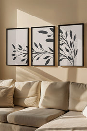 Quadro Decorativo Emoldurado Multicolor 3 Peças - Madeira Maciça 33x48cm Arte Moderna para Parede