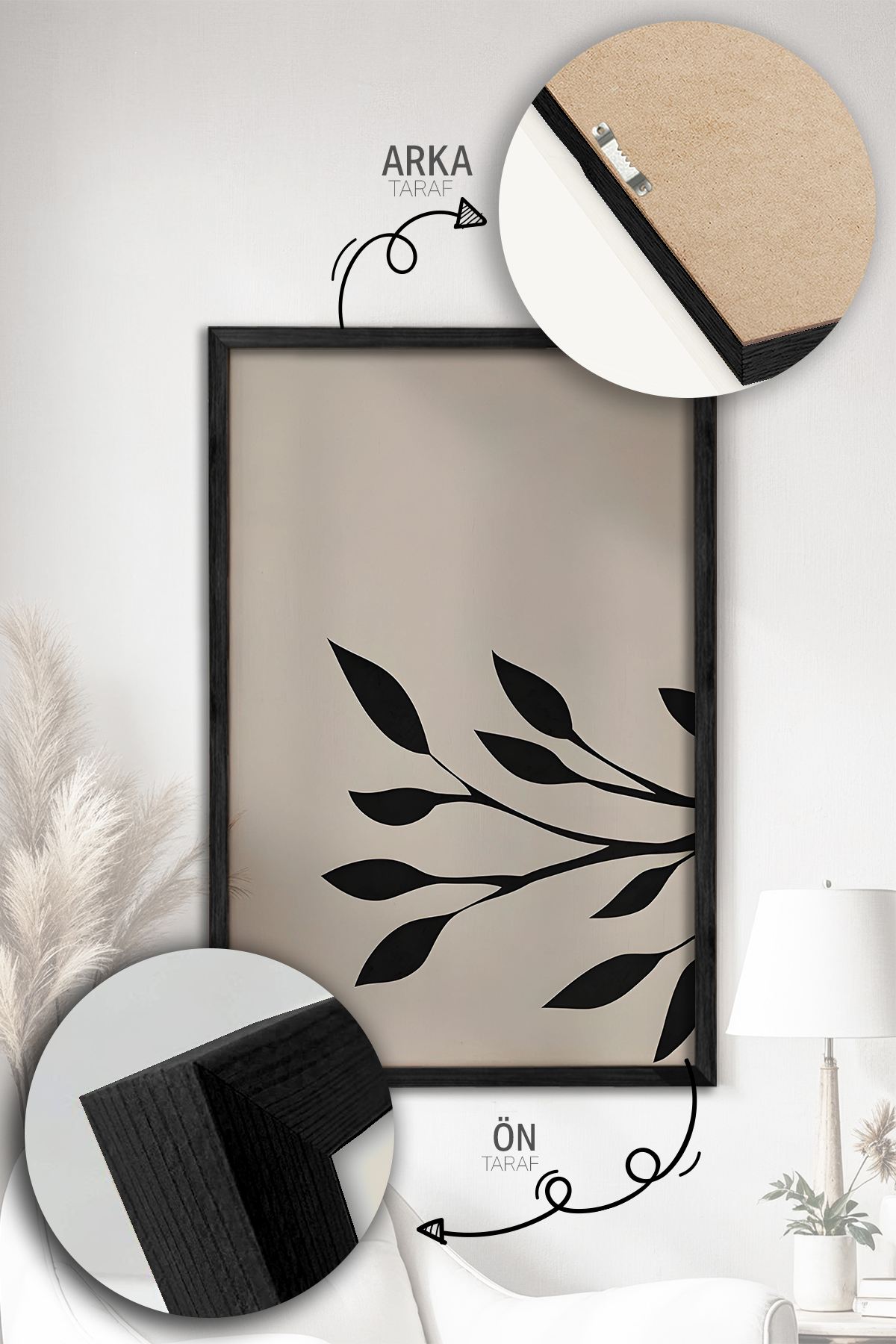 Quadro Decorativo Emoldurado Multicolor 3 Peças - Madeira Maciça 33x48cm Arte Moderna para Parede