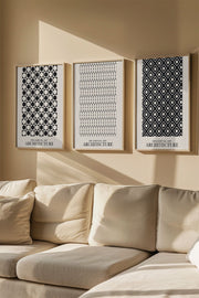 Quadro Decorativo Emoldurado em Madeira Maciça - Arte Multicolor 3 Peças 33x48cm