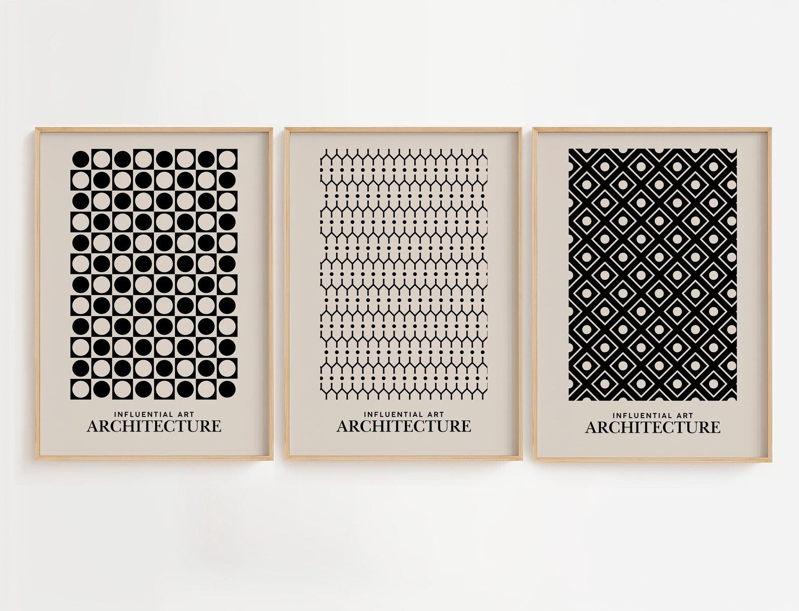 Quadro Decorativo Emoldurado em Madeira Maciça - Arte Multicolor 3 Peças 33x48cm