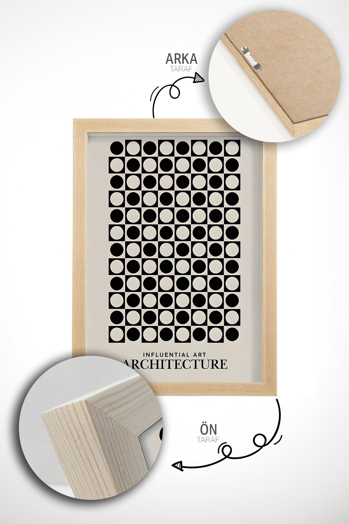 Quadro Decorativo Emoldurado em Madeira Maciça - Arte Multicolor 3 Peças 33x48cm