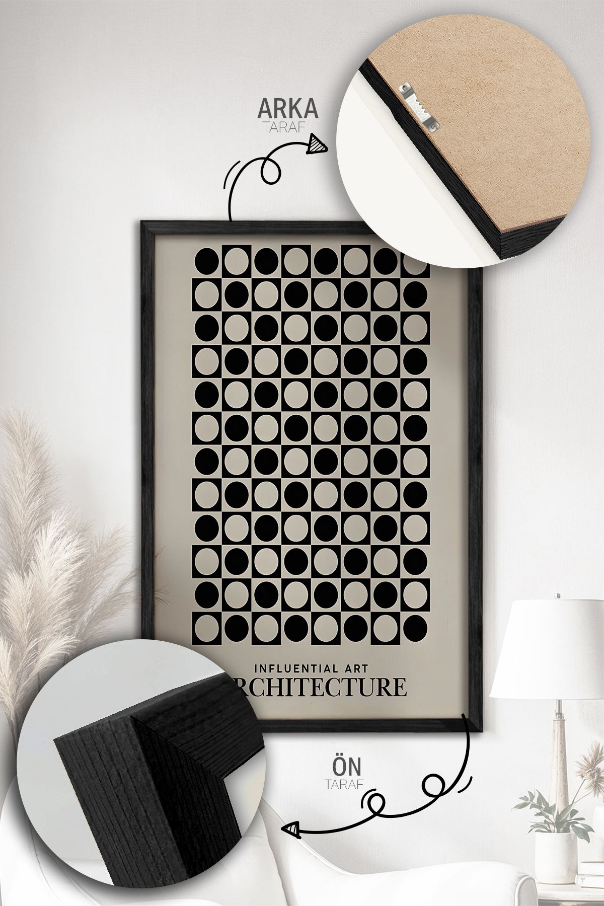 Quadro Decorativo Emoldurado Multicolor 3 Peças - Madeira Maciça 33x48cm