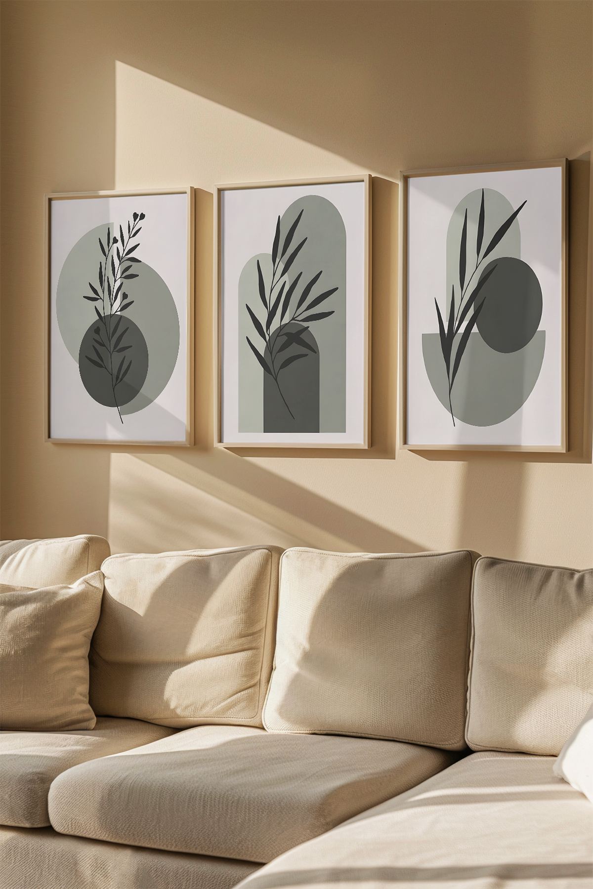 Quadro Decorativo Emoldurado Multicolor em Madeira Maciça - 3 Peças 33x48cm